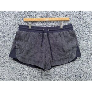 Athleta Beachside Bali Linen Shorts Size 8 Pull On Beach Nautical Striped Blue